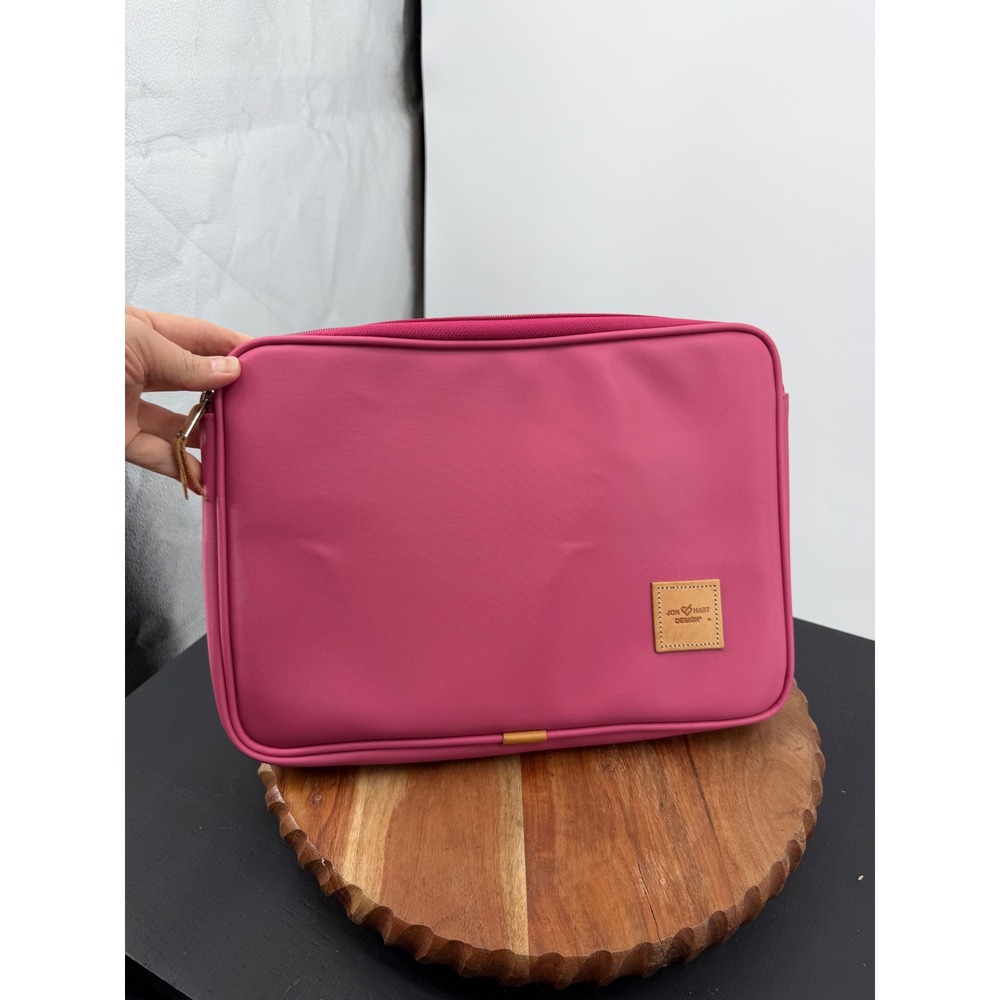 Jon Hart Design Laptop Case zip sleeve Pink Coated Canvas Monogrammed EJG